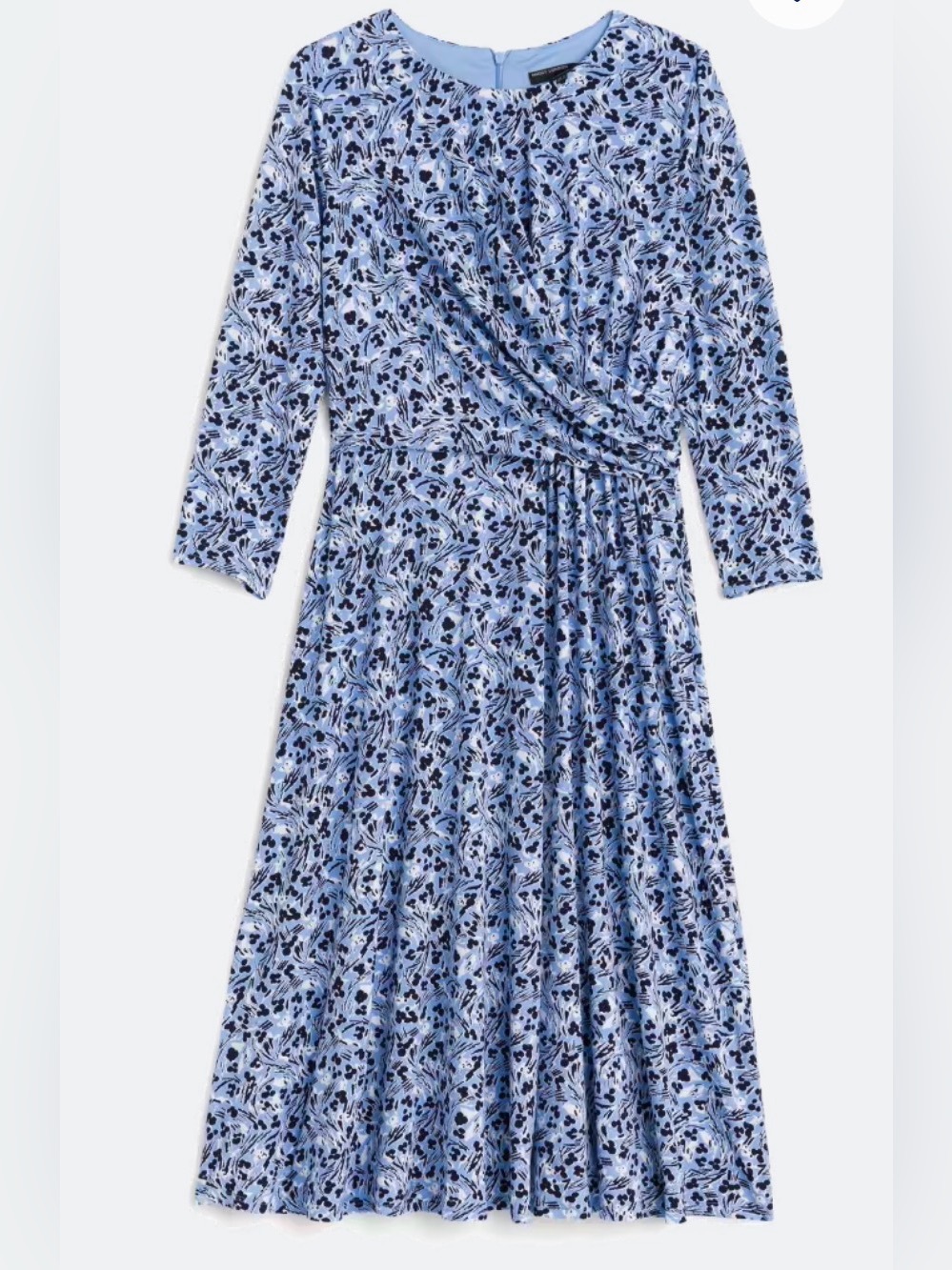 Maggy London Blue Floral Long-Sleeve Wrap-Style Midi Dress